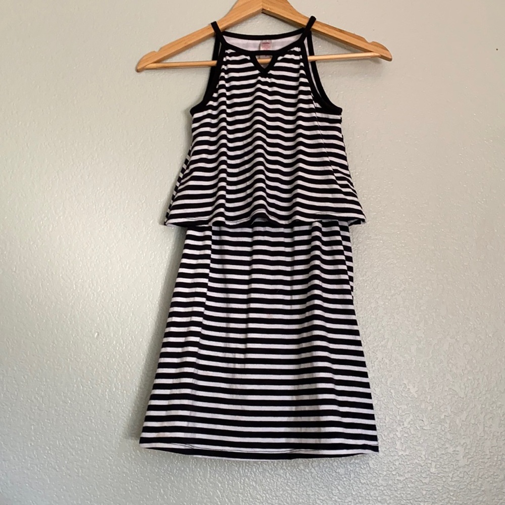 Used knit black and white girls stripped dress